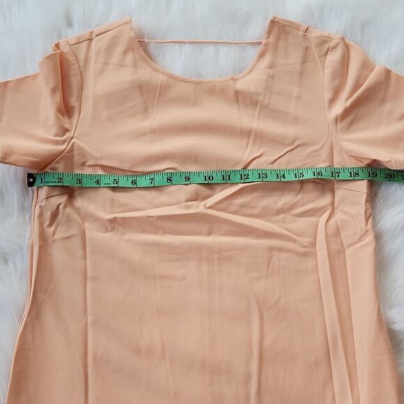 Anthropologie See U Soon Deep V Cut Ruffle Back Blush Short Sleeve Shift dress M - Picture 4 of 7